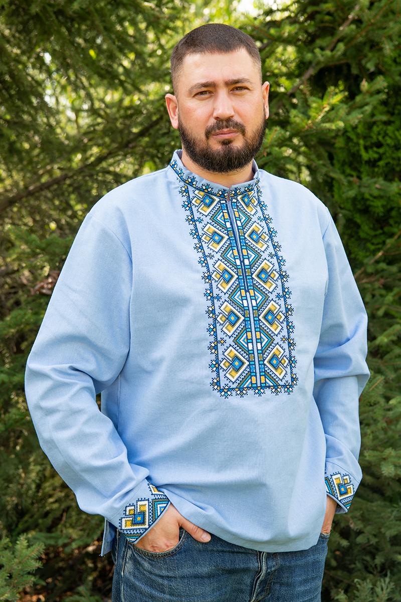 Вишиванка чоловіча, блакитна 470142193-016