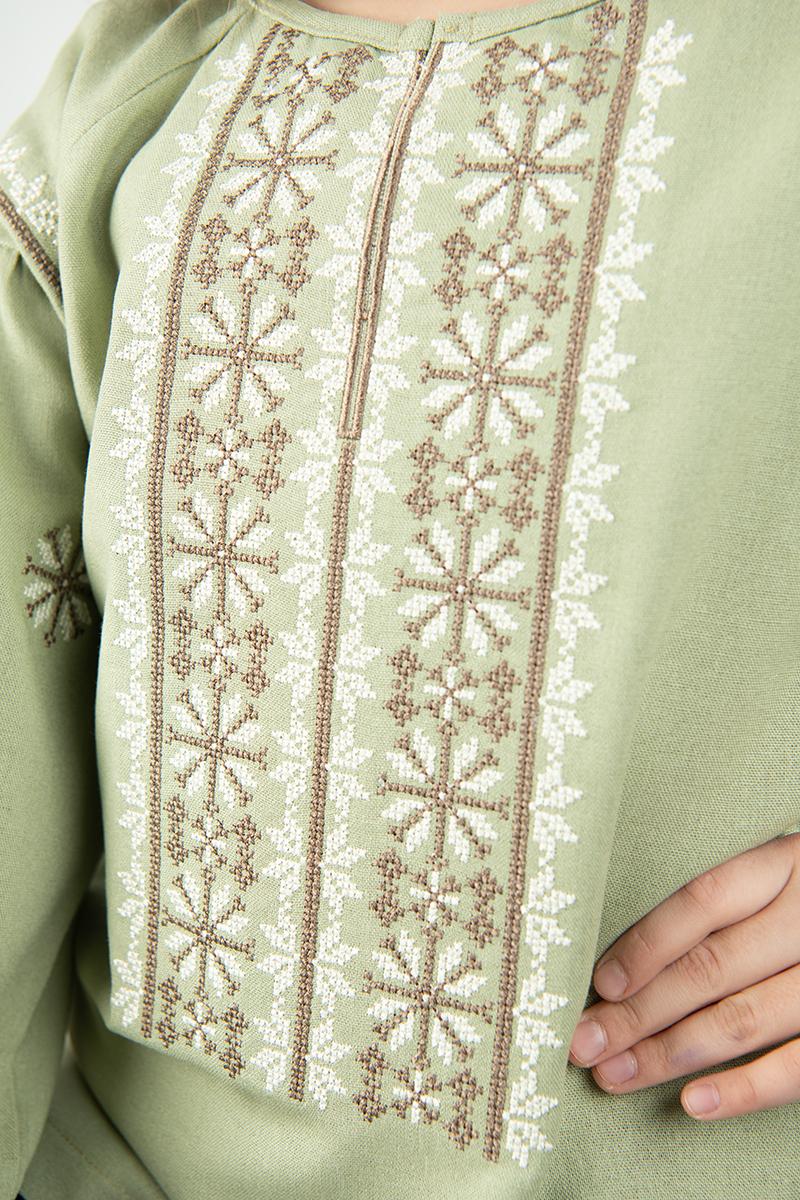 Вышиванка для девочек, оливковая 010440193-125