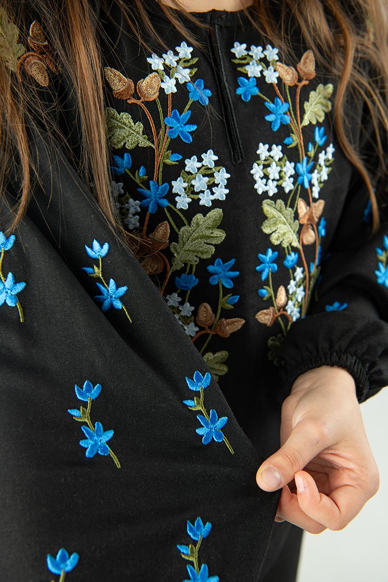 Вышиванка для девочек, черная 010437193-002