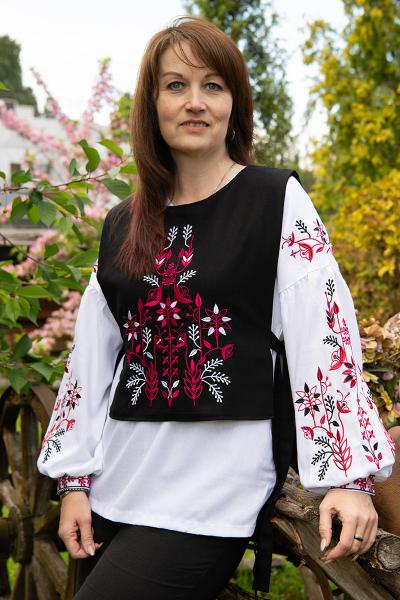 Вышитая жилетка, черная 400674193-002