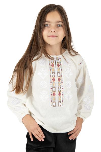 Вышиванка для девочек, молочная 010433193-035