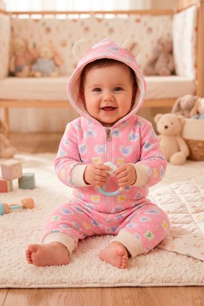 Комбінезон з вушками для малюків, рожевий 060302012-005