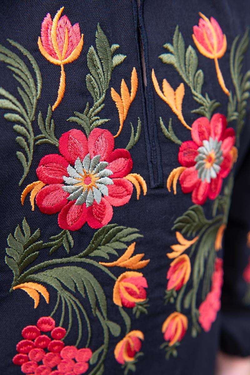 Вишиванка для дівчаток, чорна 010431193-002