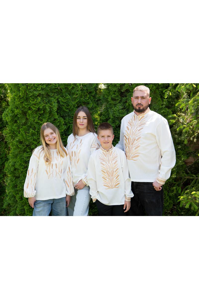 Вишиванка для дівчаток, молочна 010425193-035