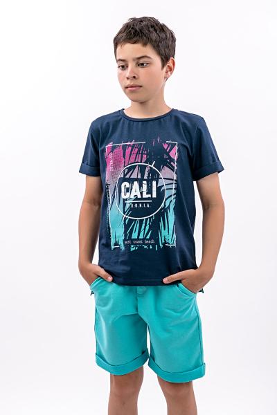 Костюм для хлопчика футболка і шорти, бірюзовий 080470170-019