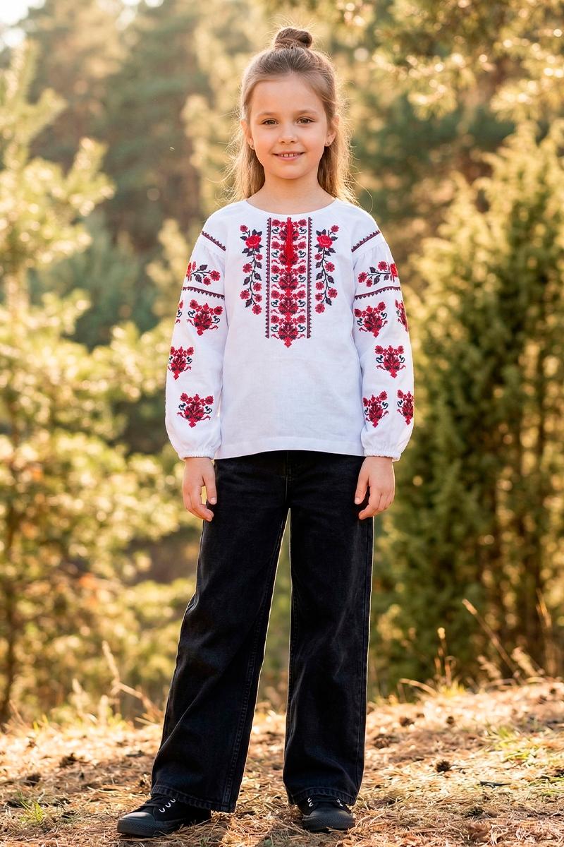 Вышиванка для девочек, белая 010446193-001