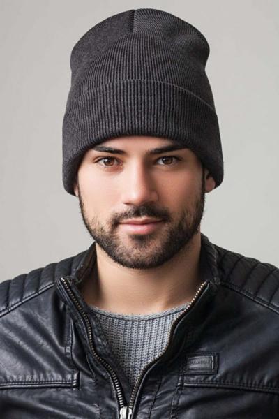 Шапка мужская зимняя, темно-серая 043100100-044