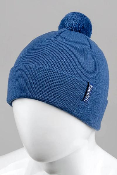 Шапка с бубончиком унисекс, джинс 041110-017