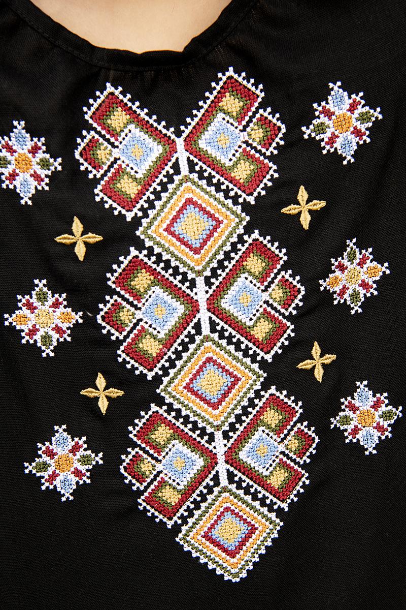 Вишиванка для дівчаток, чорна 010435193-002