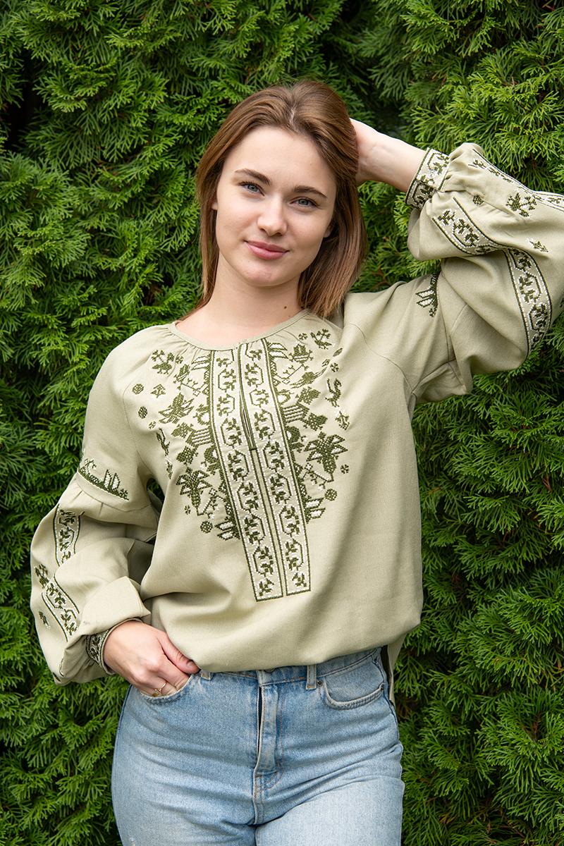 Вишиванка жіноча, оливкова 301056193-125