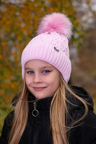 Зимняя шапка для девочки, светло-розовая 047054650-004