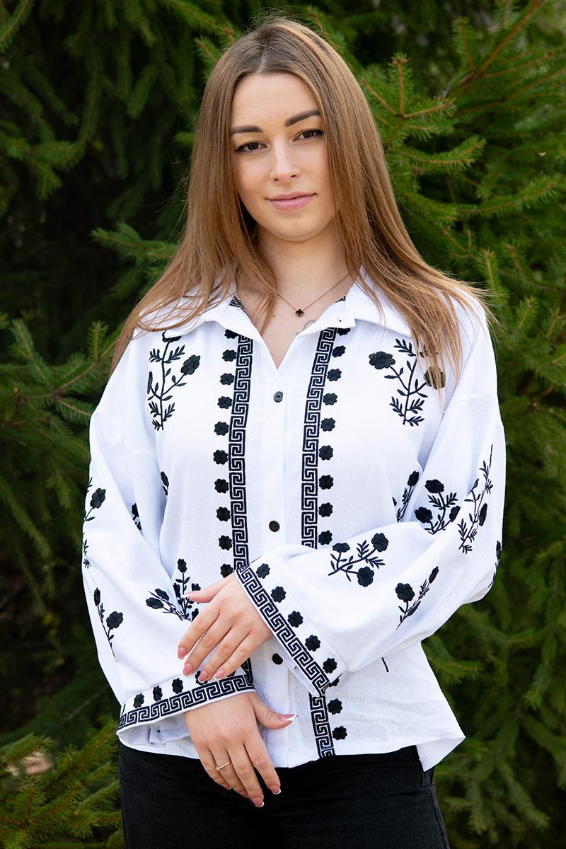 Женская рубашка с вышивкой, белая 301069193-001