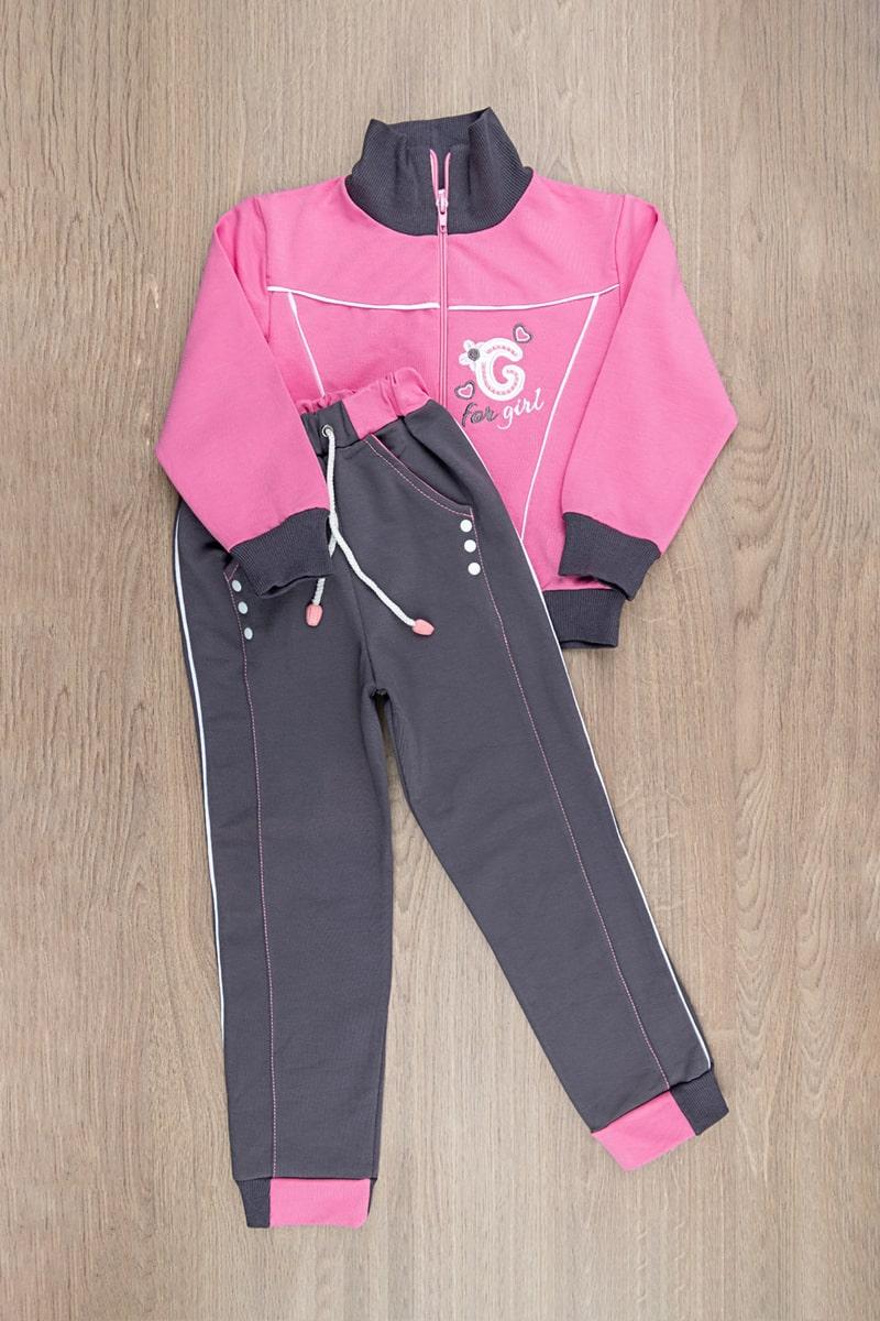 Спортивний костюм дитячий, сірий з рожевим 080705170-088
