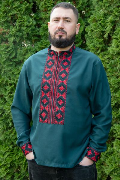 Вышиванка мужская, изумрудная 470147193-047