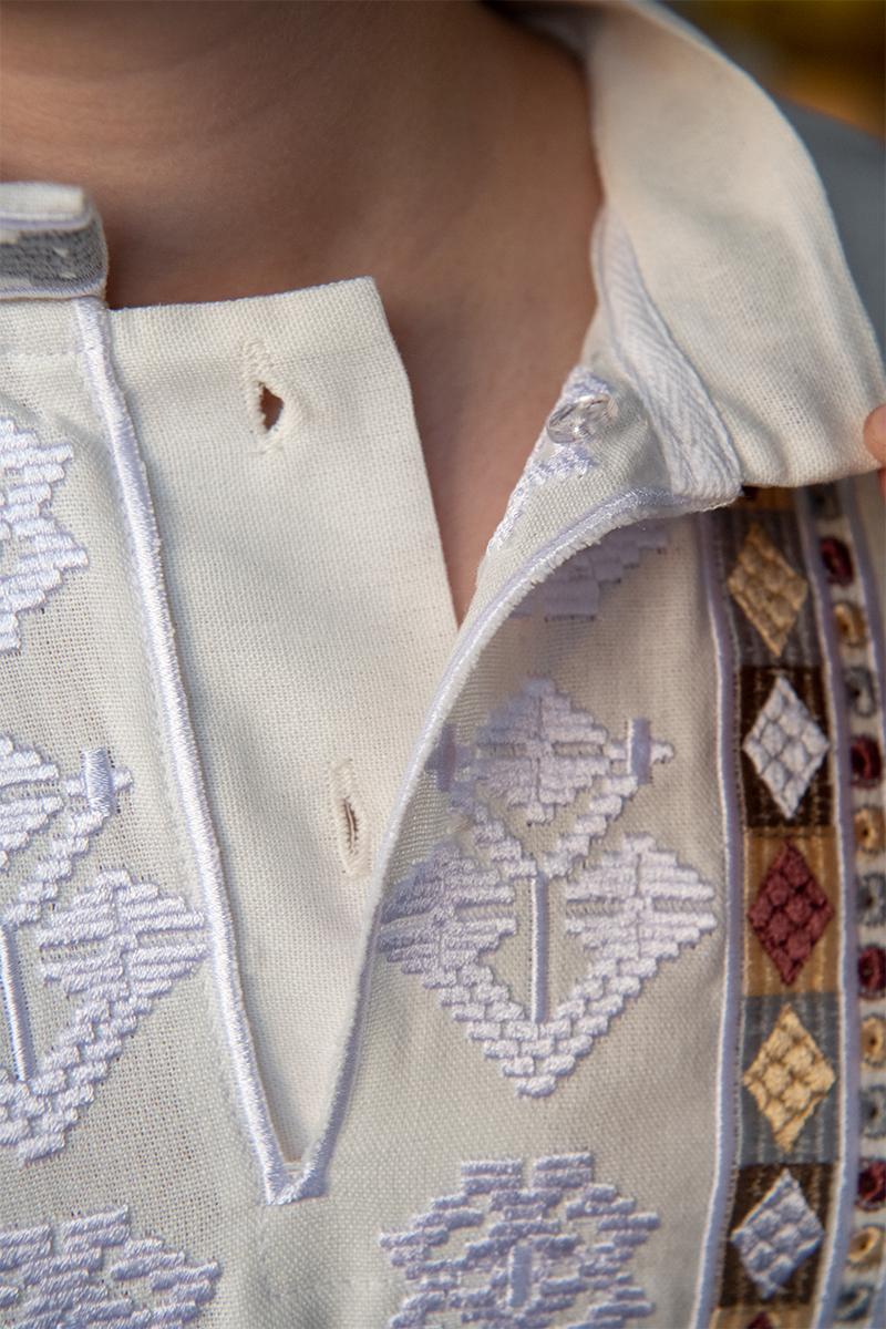 Вышиванка для мальчиков, молочная 210525193-035