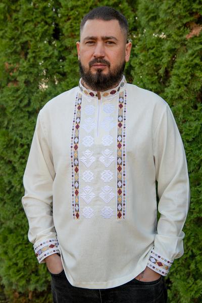 Вышиванка мужская, молочная 470149193-035