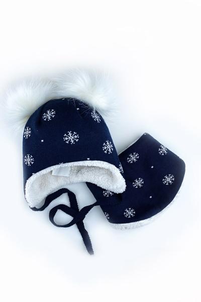 Шапка и хомут зимние, темно-синий 042262500-040