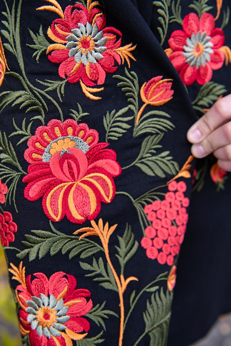 Вишиванка для дівчаток, чорна 010431193-002