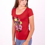 Блуза женская с шелкографией (цветы), красная 300986111-180