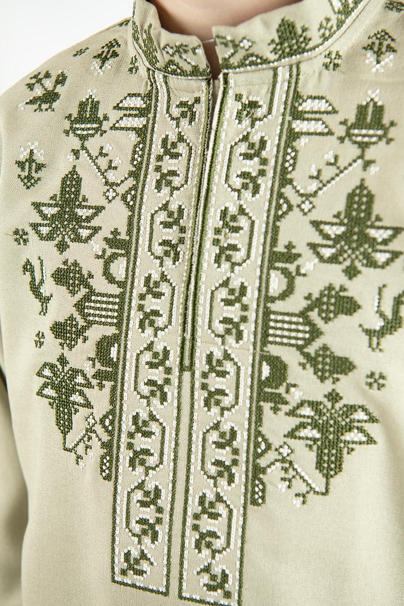 Вышиванка для мальчиков, оливковая 210521193-125