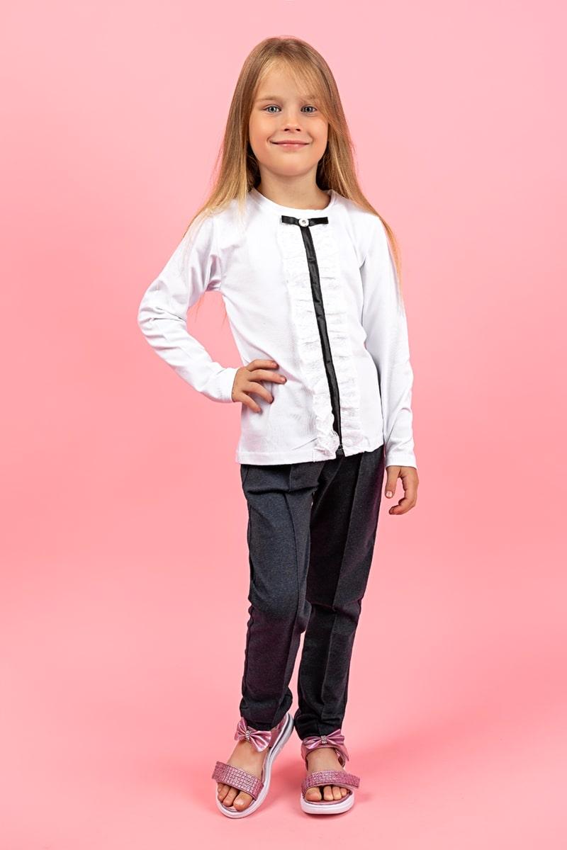 Блуза детская, белая с черным 010092111-222