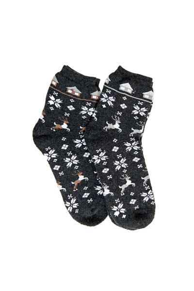 Шкарпетки жіночі зимові з махрою, темно-сірі 1035675976-044