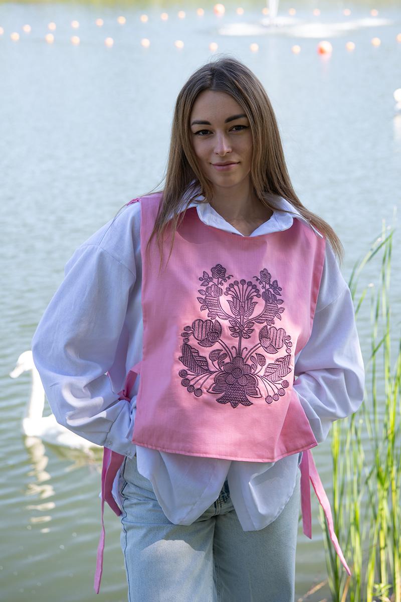 Вишита жилетка, рожева 400673193-005