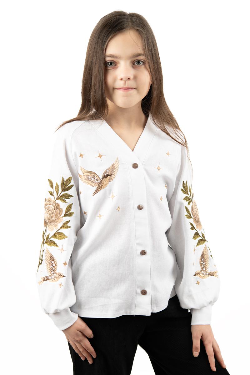 Вышиванка для девочек, белая 010441193-001