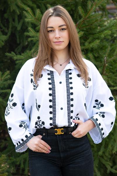 Женская рубашка с вышивкой, белая 301069193-001