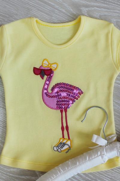 Блуза дитяча з вишивкою ФЛАМІНГО, світло-жовта 010514304-124