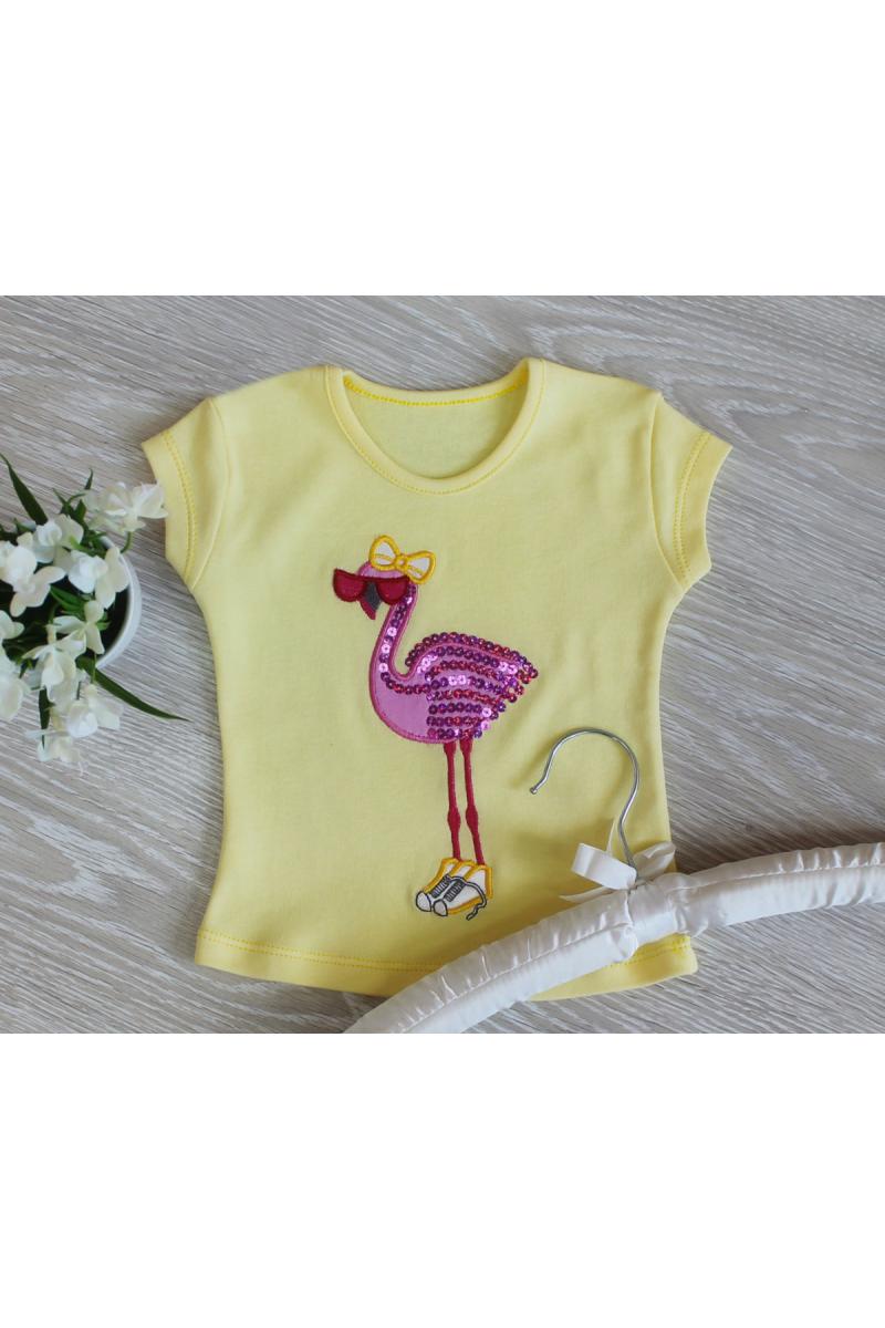 Блуза детская с вышивкой ФЛАМИНГО, светло-желтая 010514304-124
