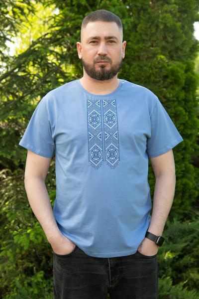 Футболка мужская с вышивкой, джинсовая 480815111-017