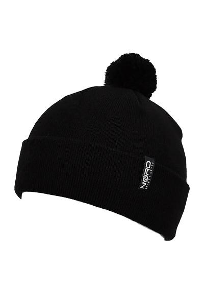 Шапка с бубончиком унисекс, черная 041110-002