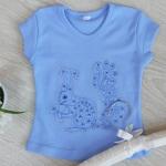 Блуза детская с вышивкой БЕЛКА, голубая 010514304-140