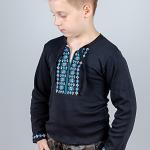 Вышиванка для мальчиков, черная с синей вышивкой 210478303-199