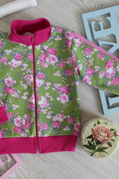 Куртка-бомбер детская, киви с малиновыми вставками 050063209-072