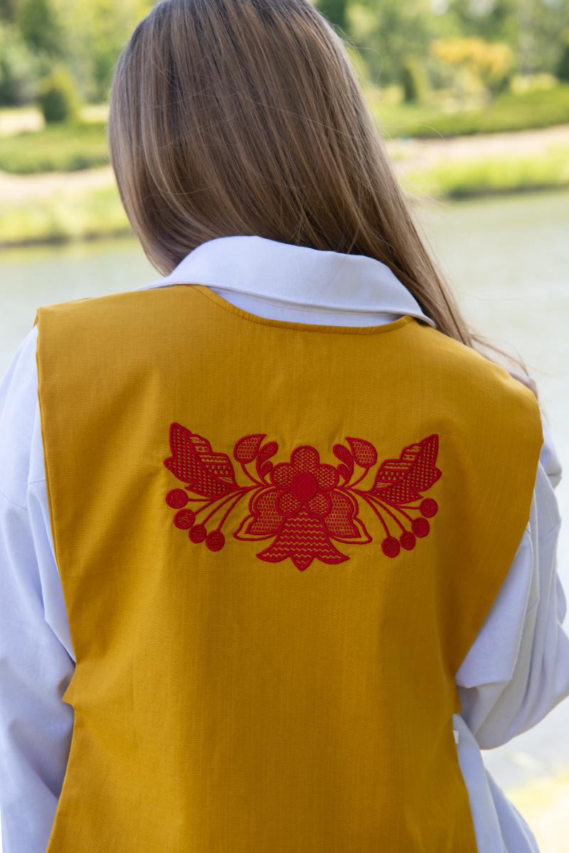 Вишита жилетка, гірчична 400673193-032