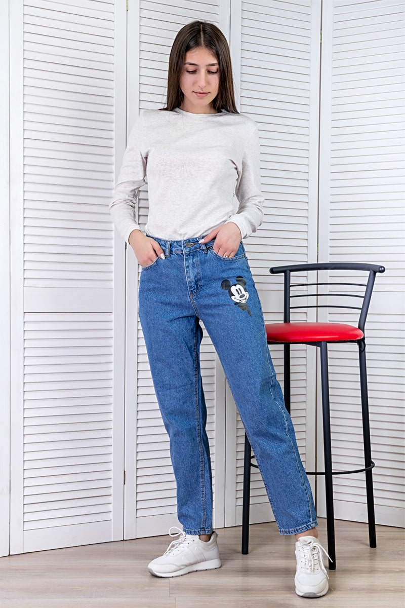 Джинсы женские МОМ Mickey Mouse, голубые 1116113-016 ᐉ Купить в